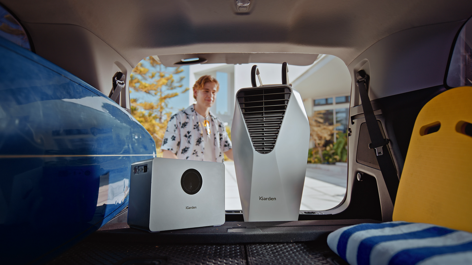 iGarden Swim Jet Series X packed in car trunk