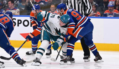 Celebrini, Sharks face McDavid, Oilers with playoffs in sight