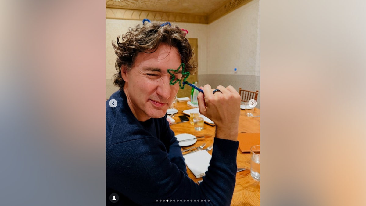 Perry also shared a photo of Trudeau posing with a pipe cleaner.