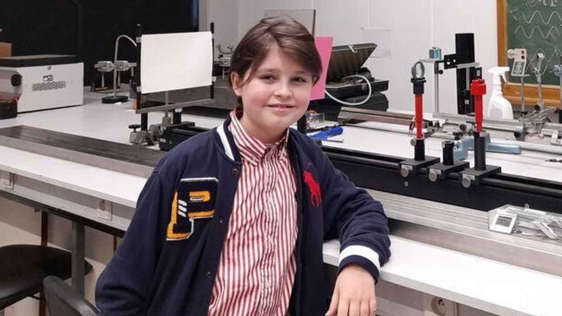 Laurent Simons in a physics lab in Antwerp as the 15-year-old researcher completes his doctorate in quantum physics
