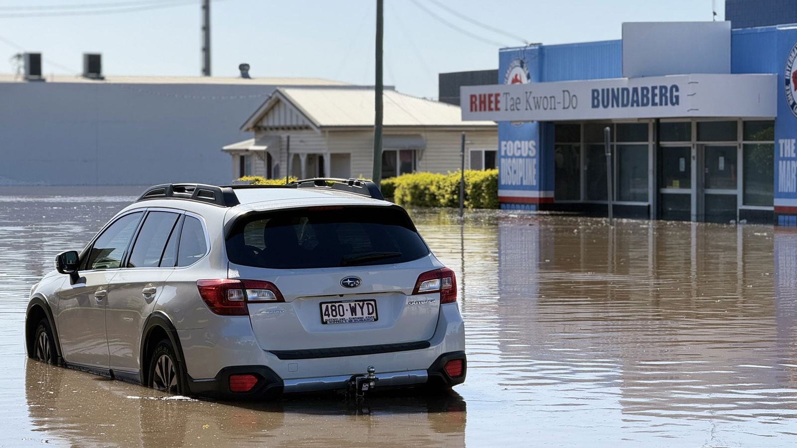 A car in floodwater