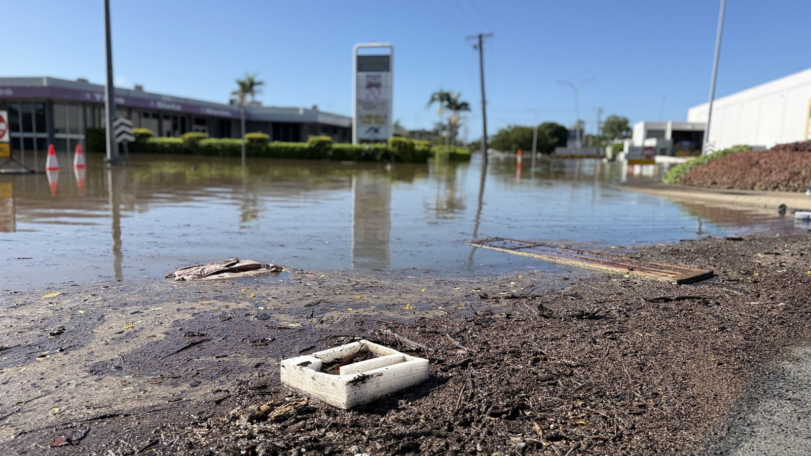 Rubbish on a street after a flood