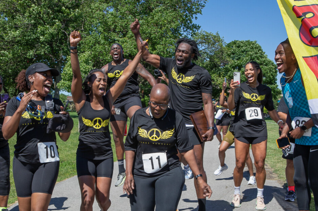 Mattie Buckley completes a race with Peace Runners 773.
