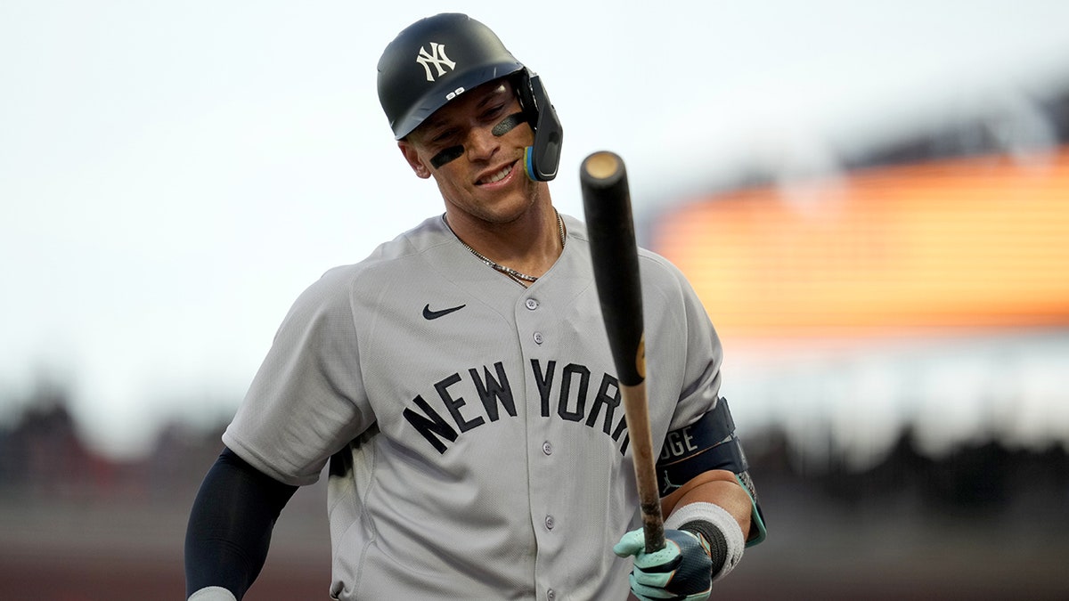 Aaron Judge reacts to a strikeout