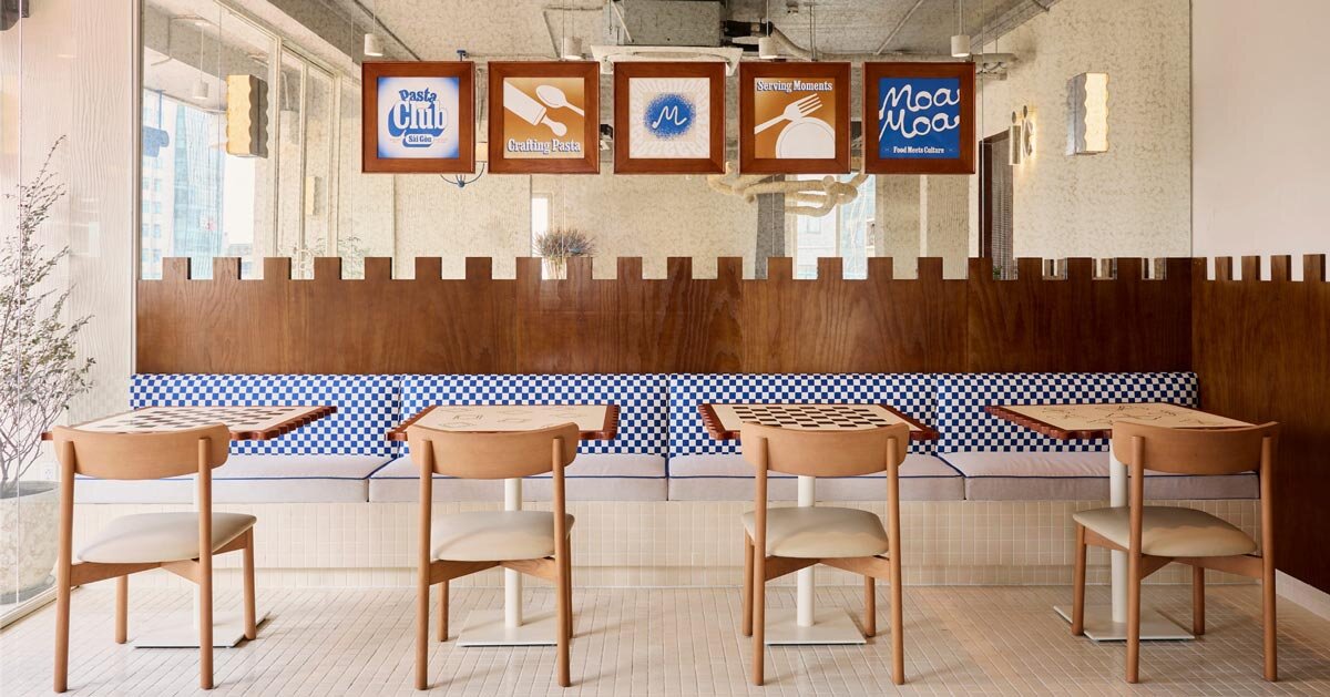mosaic gradients and graphic pasta motifs animate restaurant’s interiors in vietnam