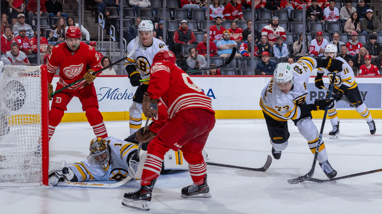 Swayman makes 41 saves, Bruins score 3 in 3rd to rally past Red Wings