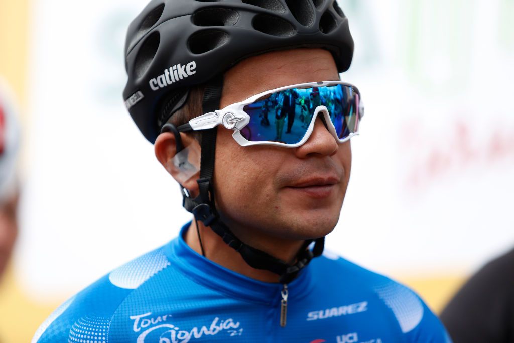 EL ONCE - ALTO VERJ&Oacute;N, COLOMBIA - FEBRUARY 16: Start / Fabio Andres Duarte Arevalo of Colombia and Team Medellin Blue Mountain Jersey / during the 3rd Tour of Colombia 2020, Stage 6 a 182,6km stage from Zipaquir&aacute; to El Once - Alto Verj&oacute;n 3290m / @TourColombiaUCI / #TourColombia2020 / on February 16, 2020 in El Once - Alto Verj&oacute;n, Colombia. (Photo by Maximiliano Blanco/Getty Images)