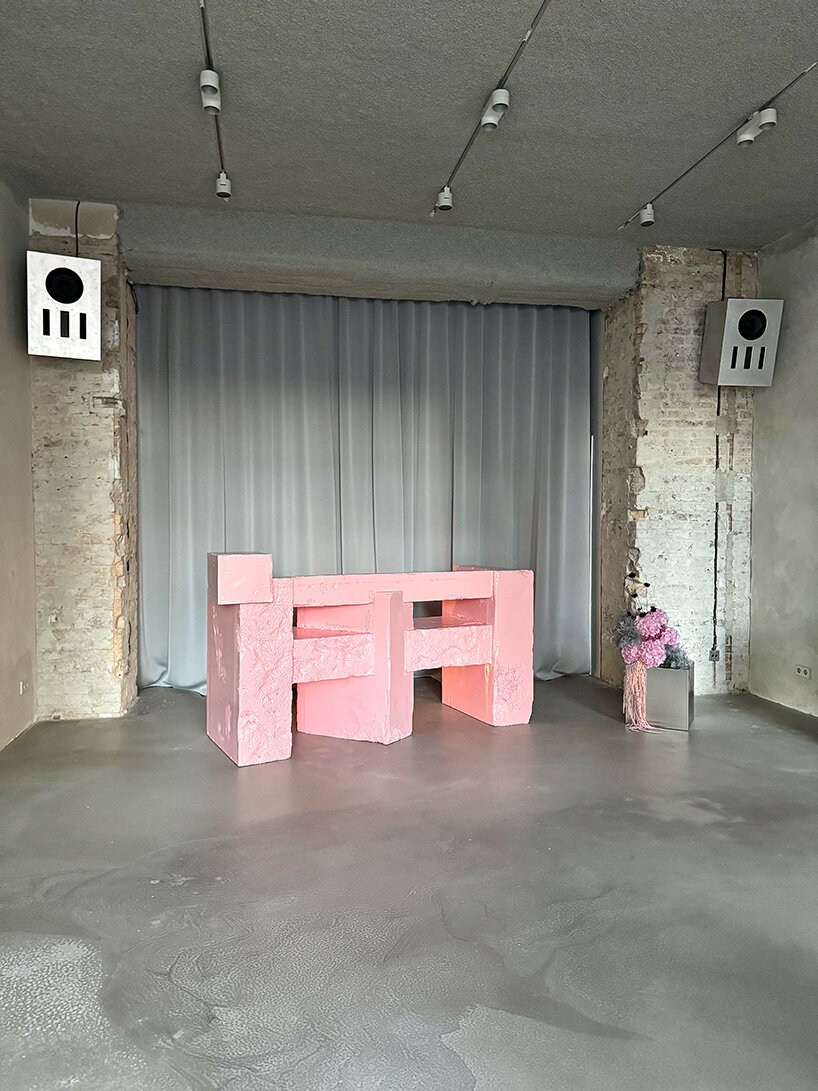 pink sculptural DJ booth by YONT studio sits inside hybrid record store in berlin - 3