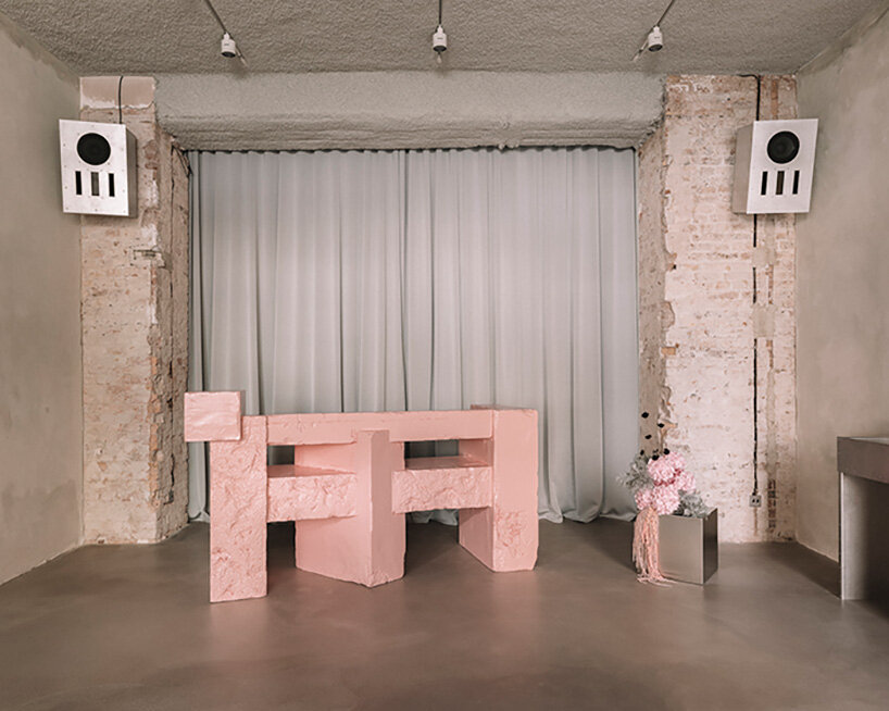 pink sculptural DJ booth by YONT studio sits inside hybrid record store in berlin - 1