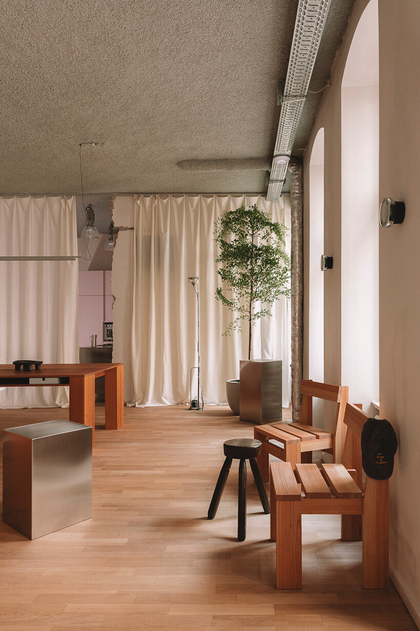 pink sculptural DJ booth by YONT studio sits inside hybrid record store in berlin - 13