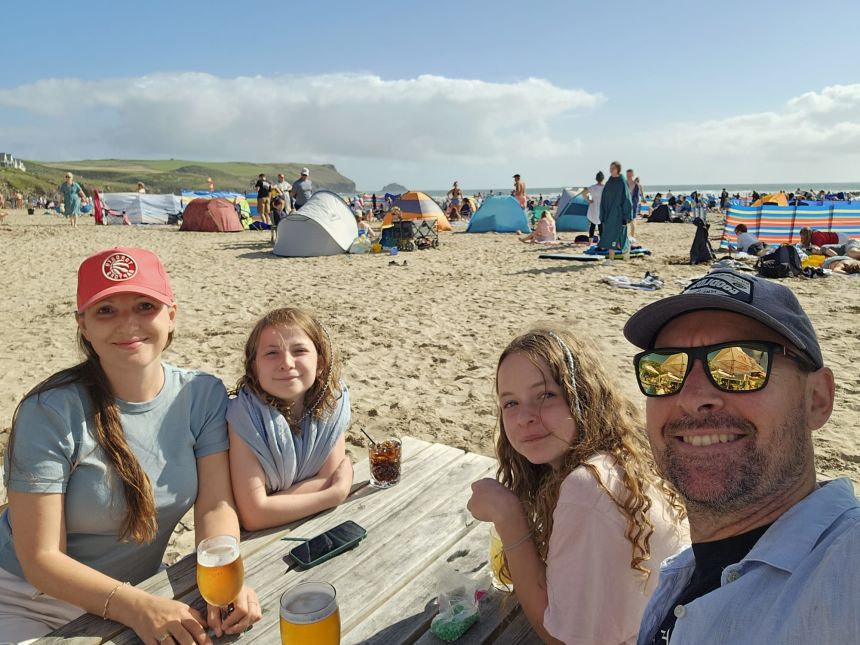 Darren Eckford and his family in Cornwall after their relocation from New Zealand to the United Kingdom.