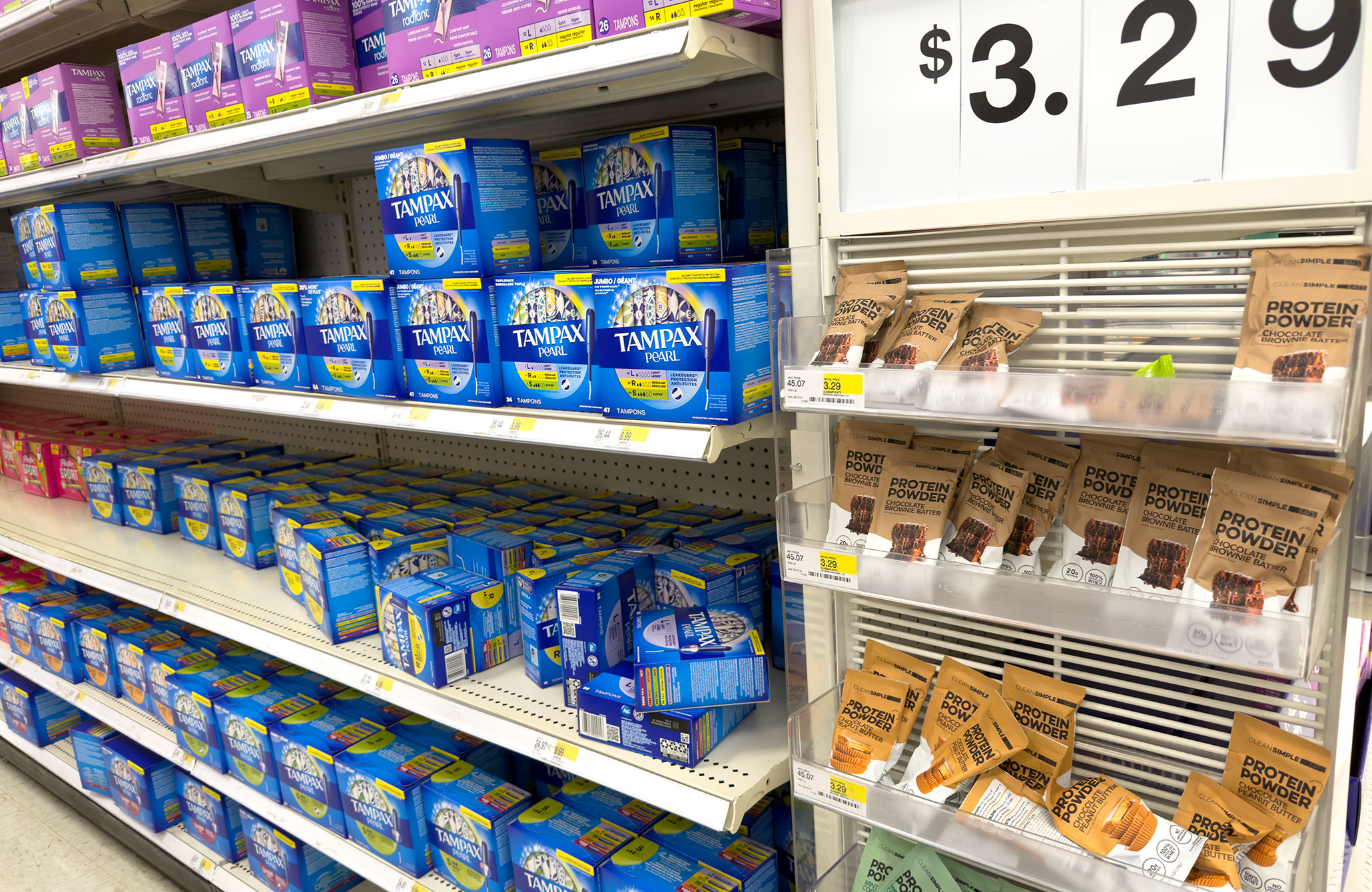 I was not kidding about Target selling protein powder in the tampon aisle.