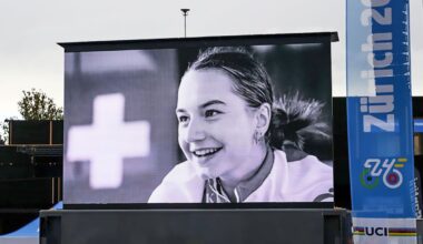 A black and white photo of Furrer is displayed on the big screen