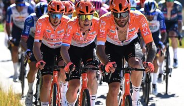 LOULE, PORTUGAL - FEBRUARY 22: (L-R) Bob Jungels of Luxembourg and Filippo Ganna of Italy and Team INEOS Grenadiers compete during the 52nd Volta ao Algarve em Bicicleta 2026, Stage 5 a 148.4km stage from Faro to Malhao - Loule 512m on February 22, 2026 in Loule, Portugal. (Photo by Dario Belingheri/Getty Images)