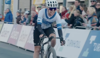 Australian Nicole Frain, the Oceania Continental gravel champion in 2026, sprints to the win at 2026 Bolero Turnhout Gravel