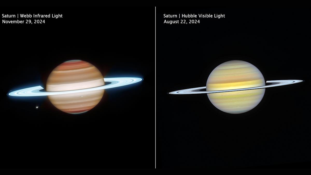 Webb and Hubble telescopes combine forces for a new view of Saturn