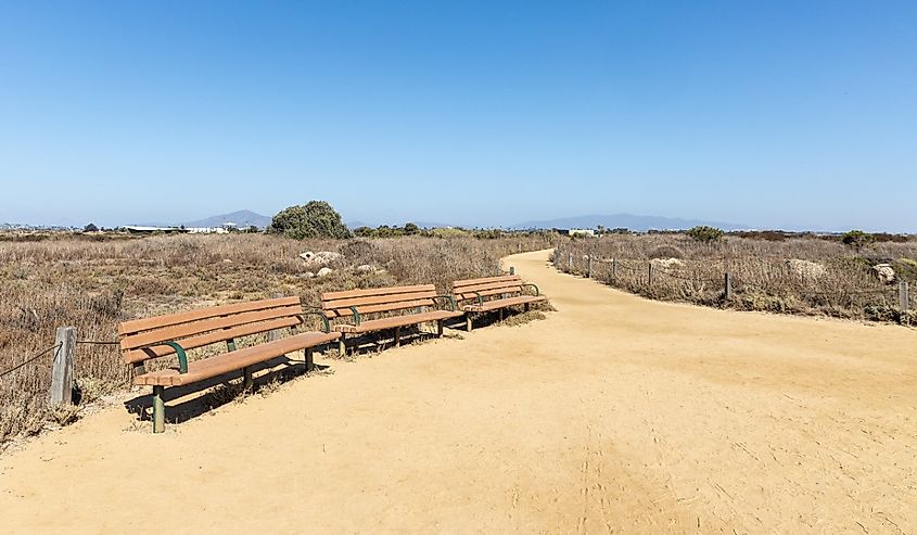 Walking trail near the Living Coast Discovery Center in Chula Vista, California, which is located on the San Diego Bay National Wildlife Refuge