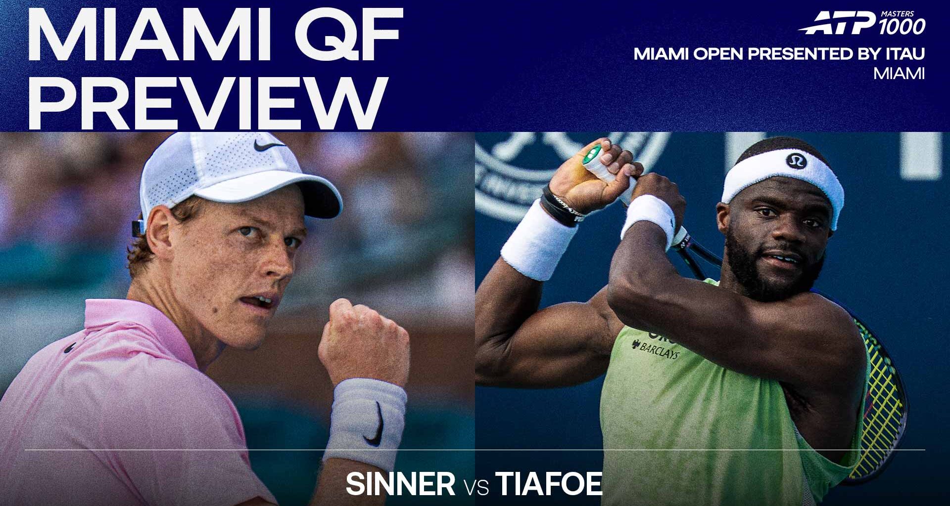 Jannik Sinner and Frances Tiafoe will meet on Thursday in Miami.