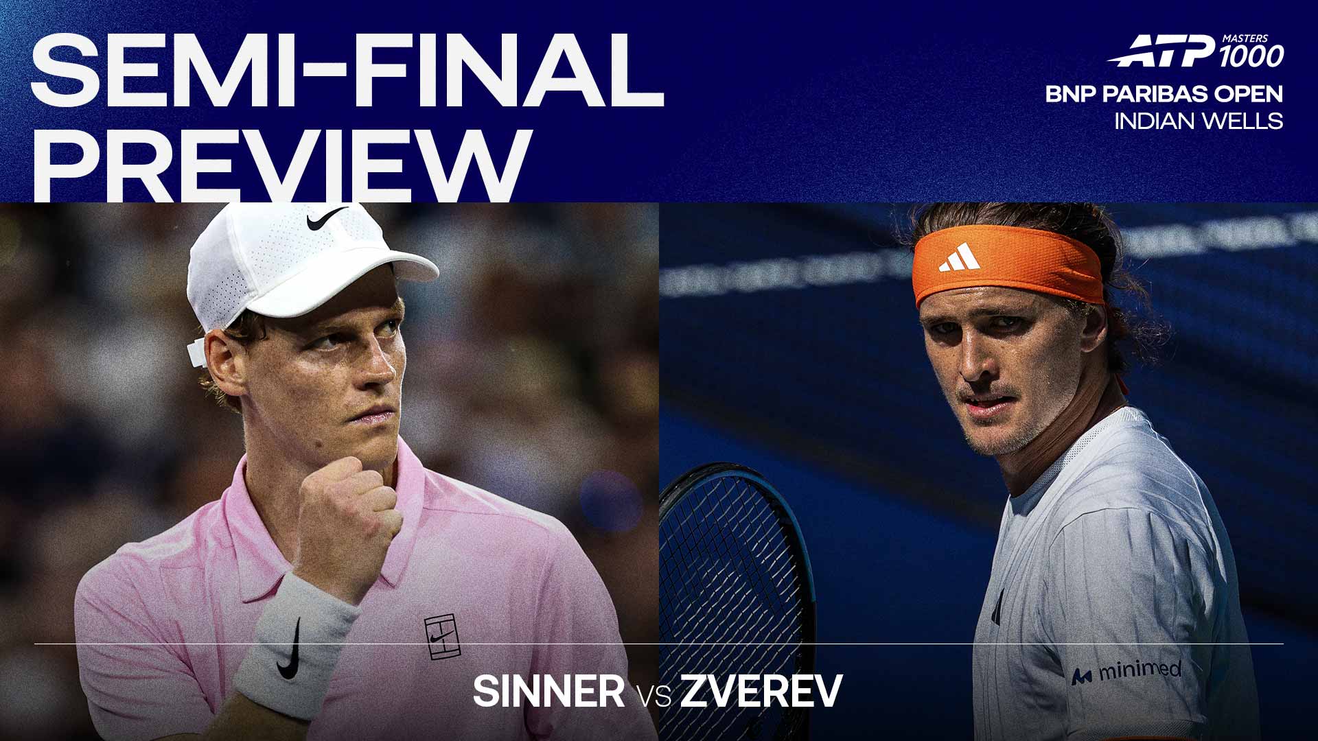 Jannik Sinner and Alexander Zverev will meet on Saturday in Indian Wells.