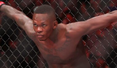 Israel Adesanya prepares to fight Joe Pyfer during their UFC middleweight bout (Getty Images)
