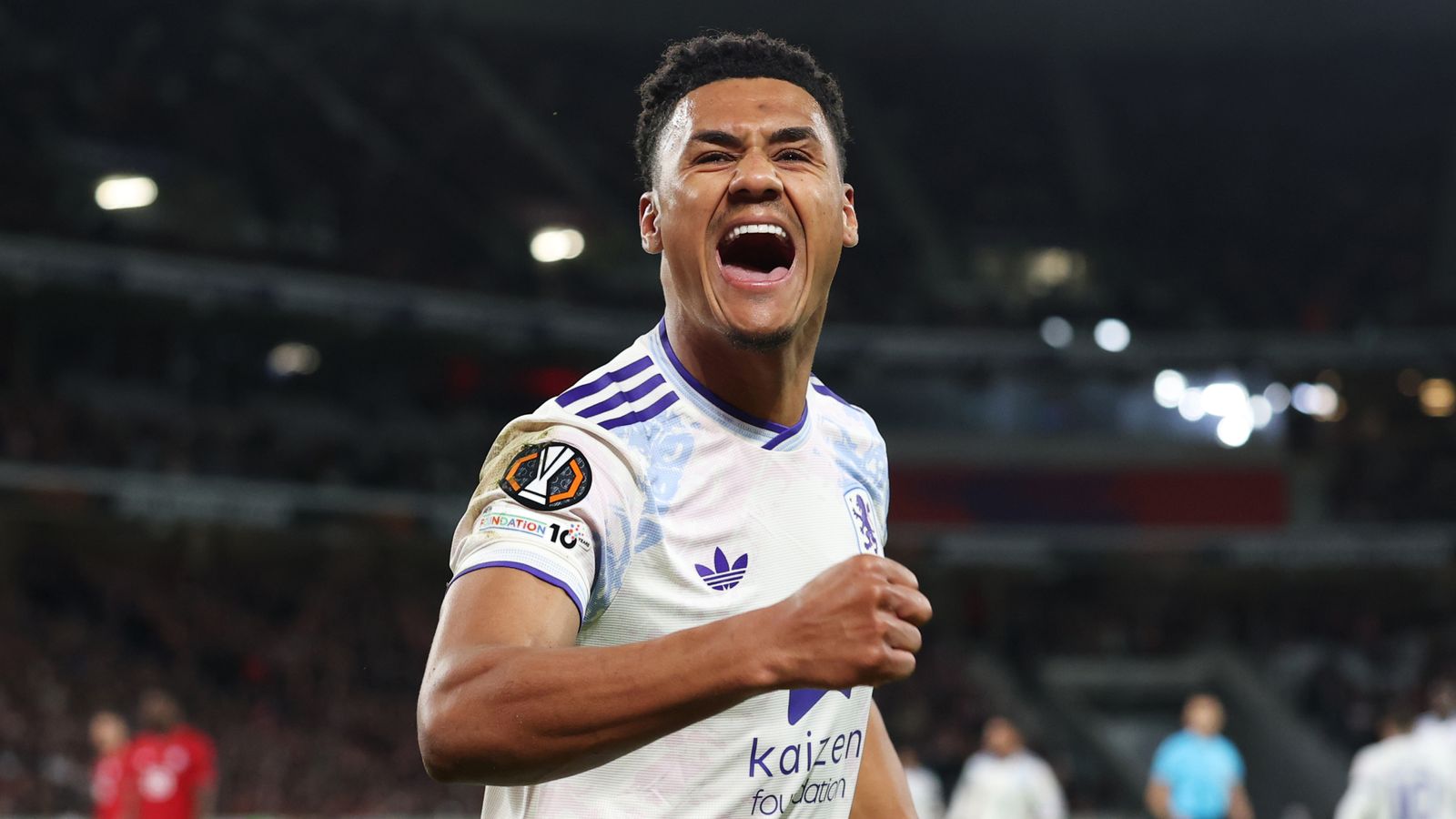 Ollie Watkins celebrates scoring against Lille