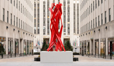 bettina pousttchi turns guardrails into sculpture at rockefeller center