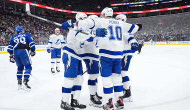 Perry returns to Lightning, scores in debut after long overnight journey to Toronto