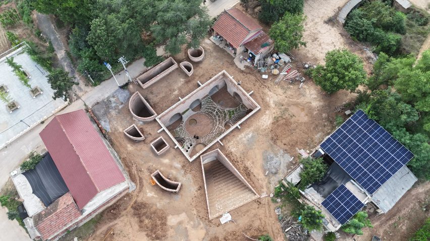 Aerial view of Underground House of the Future