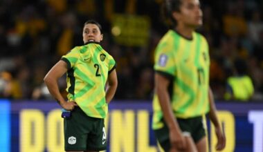 Samantha Kerr of Australia reacts following their draw to South Korea during the AFC Women’s Asian Cup Group.