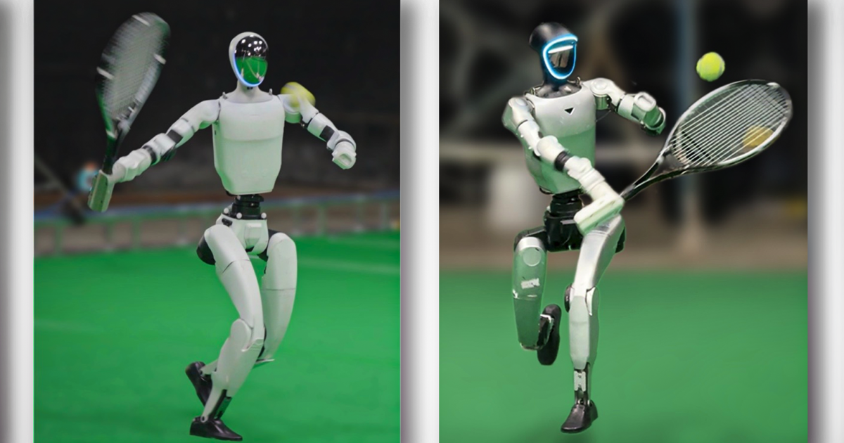 Humanoid robot learns to play tennis with AI