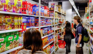 Shoppers are seen browsing at a Coles supermarket