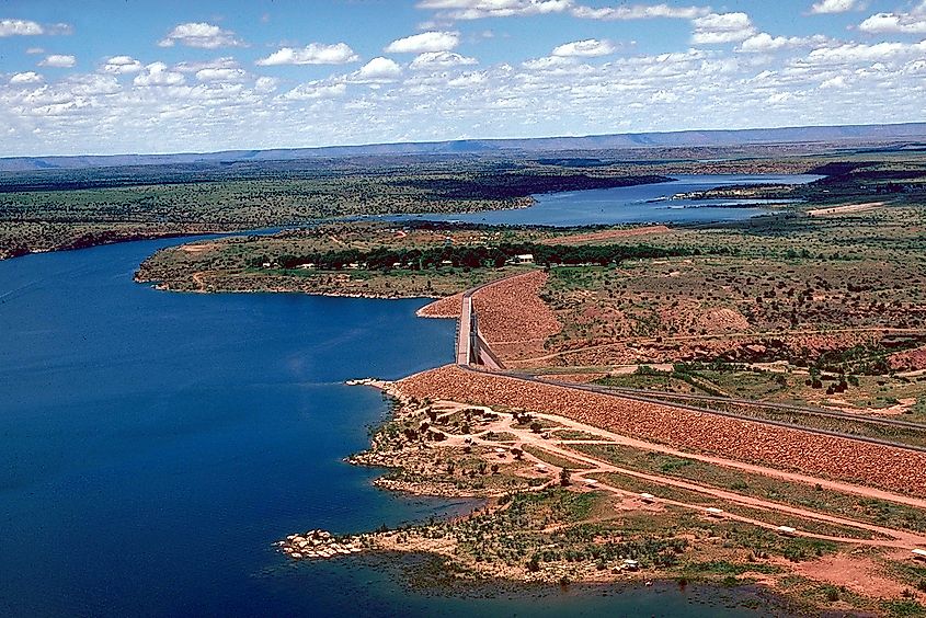 Conchas Dam, impounding Conchas Lake in San Miguel County, New Mexico.