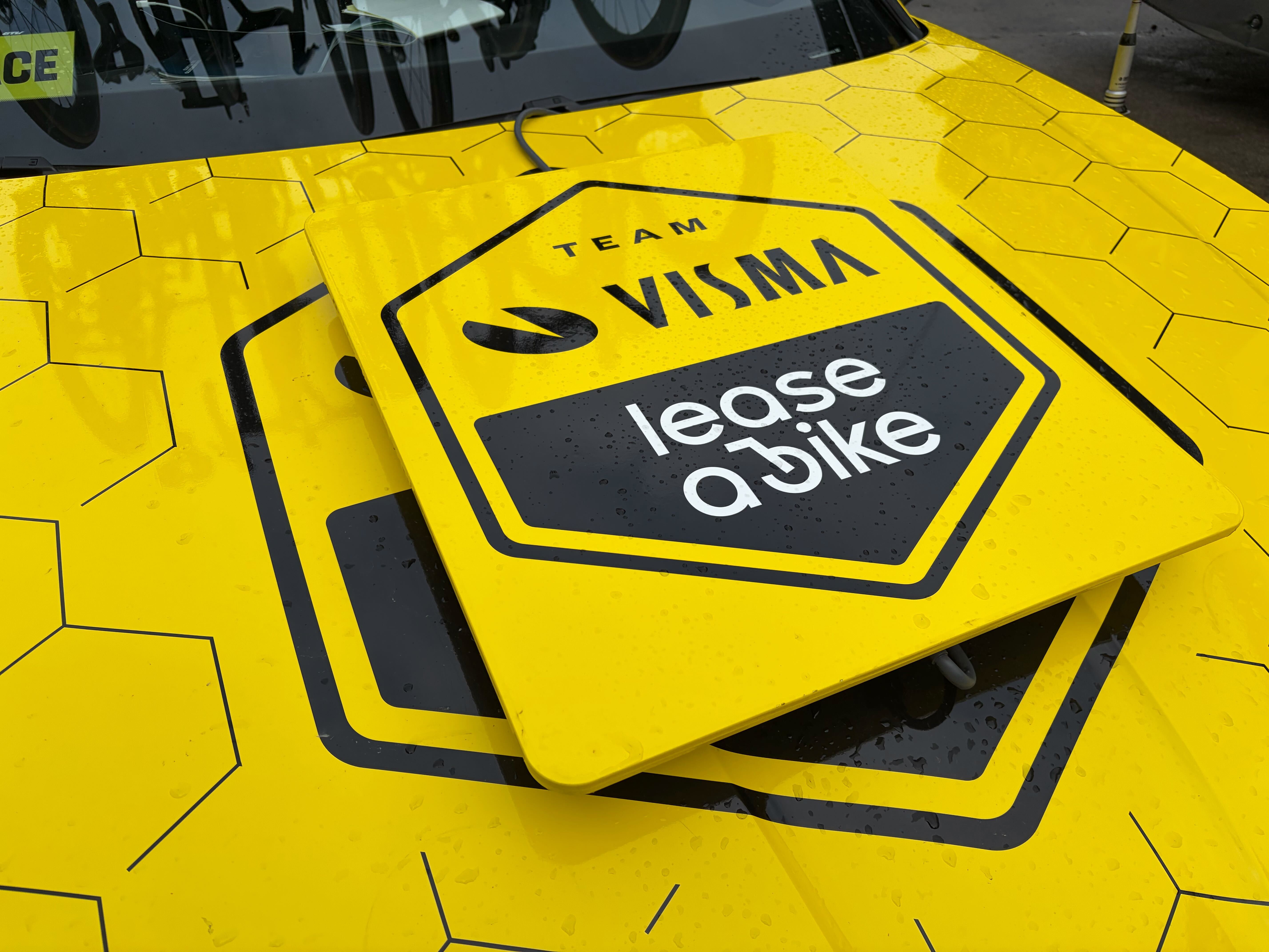 Starlink antenna on team car