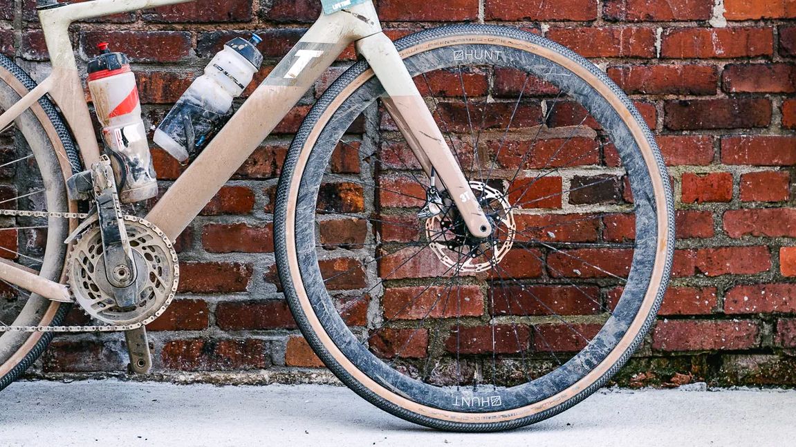 The Hunt 35 Carbon Gravel Wheelset mounted on a gravel race bike