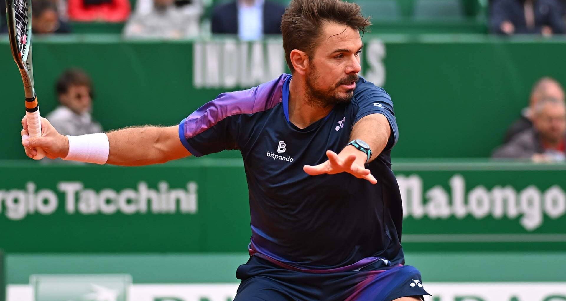 Stan Wawrinka in action at the 2025 Rolex Monte-Carlo Masters.