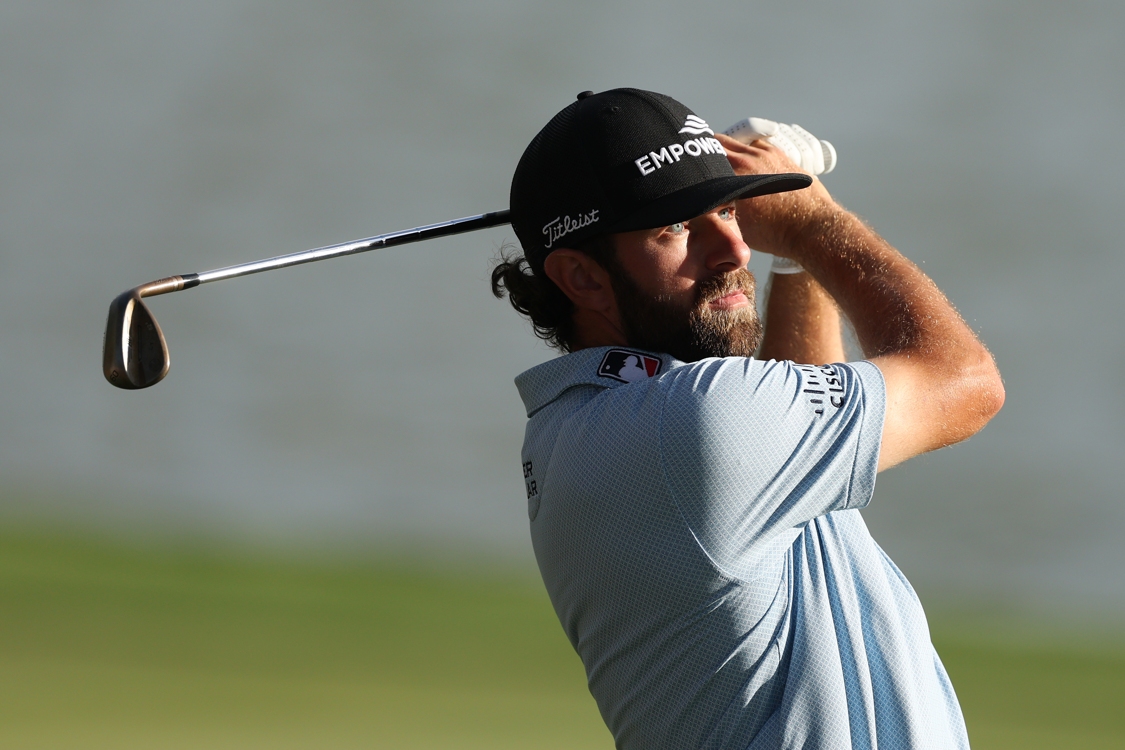 Cameron Young hits a wedge shot