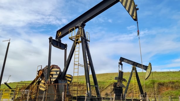 Equipment pumping oil in a production field