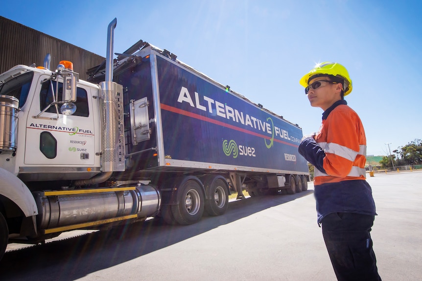 A truck with the words ALTERNATIVE FUEL on the side