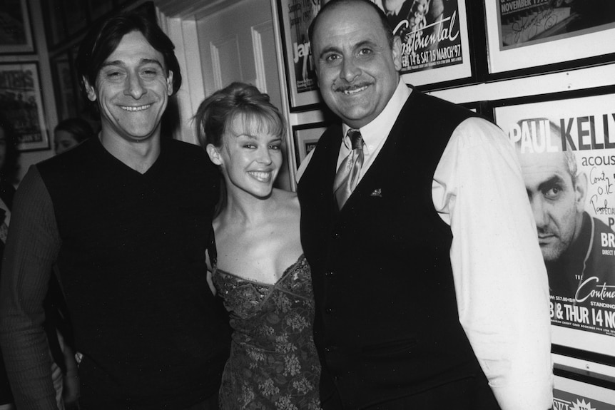 Kylie Minogue pictured with the two Marios