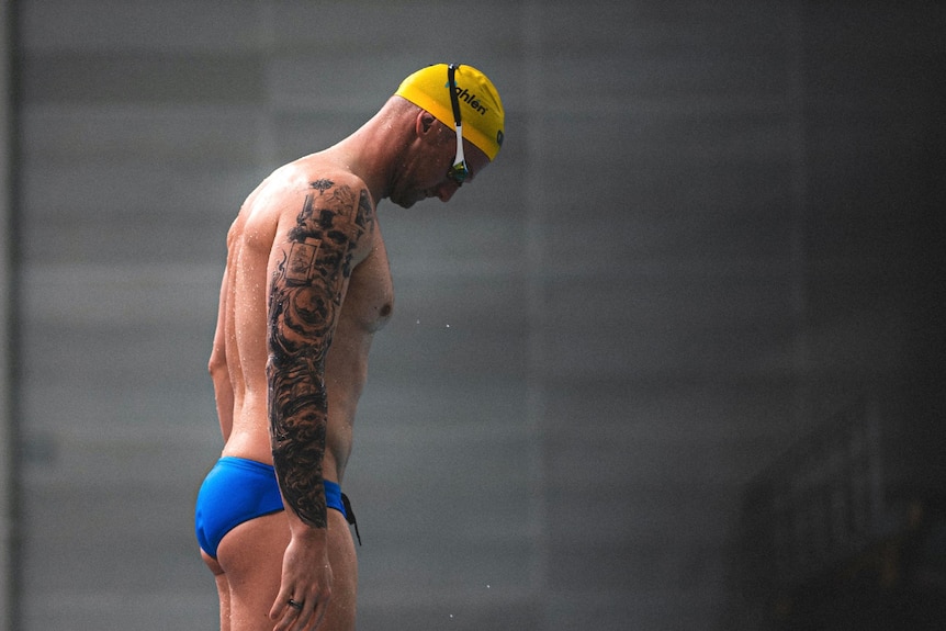 Sam Williamson prepares to dive in