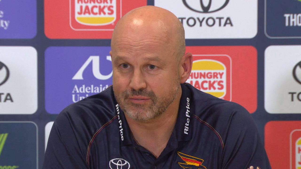 Matthew Nicks Round 4 press conference, Adelaide Crows loss to Fremantle Dockers, Alex Pearce smother, Good Friday, video, latest news