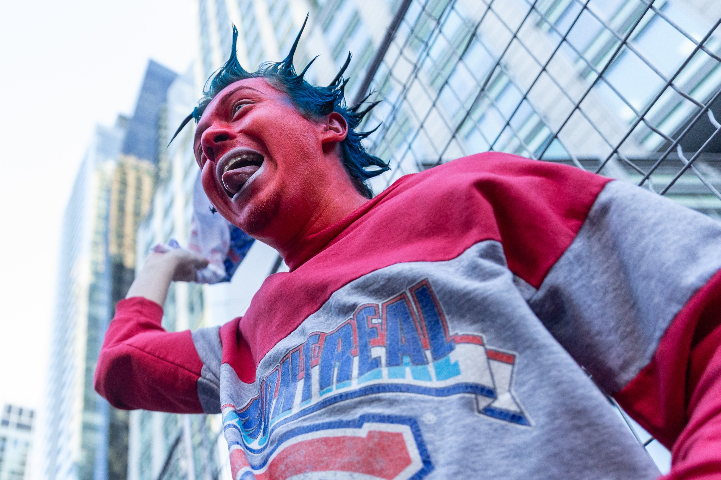 Habs fan with face painted red