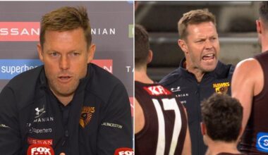 Sam Mitchell press conference video after Hawthorn Hawks def Western Bulldogs, reaction, news, three-quarter time spray explained