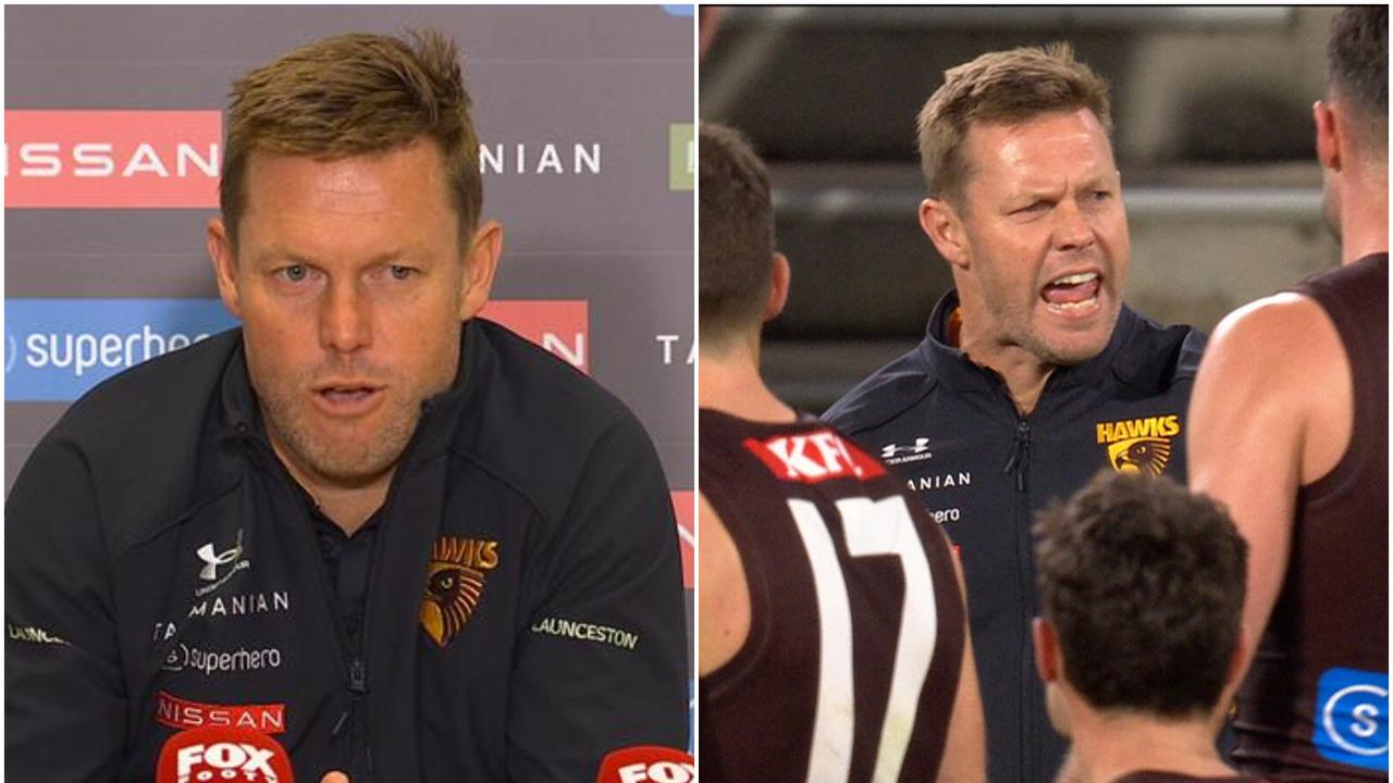 Sam Mitchell press conference video after Hawthorn Hawks def Western Bulldogs, reaction, news, three-quarter time spray explained