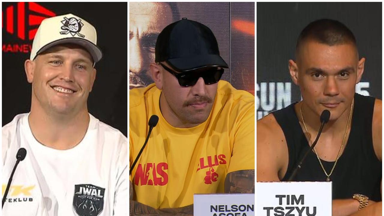 Tim Tszyu vs Denis Nurja press conference, Nelson Asofa-Solomona sledge over Melbourne Storm sacking by Jarrod Wallace, video