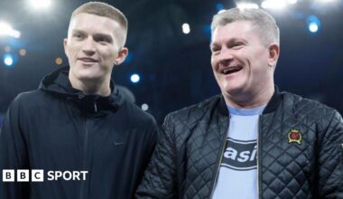Campbell Hatton (left) and his father Ricky Hatton before a Manchester City match