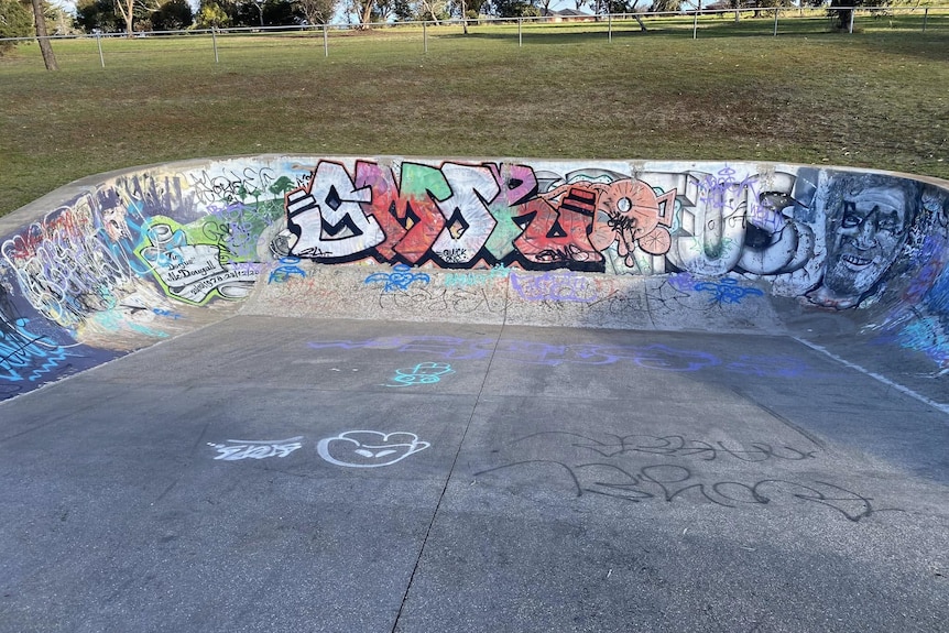 A close up of the intermediate skate bowl at Corio, in Geelong.