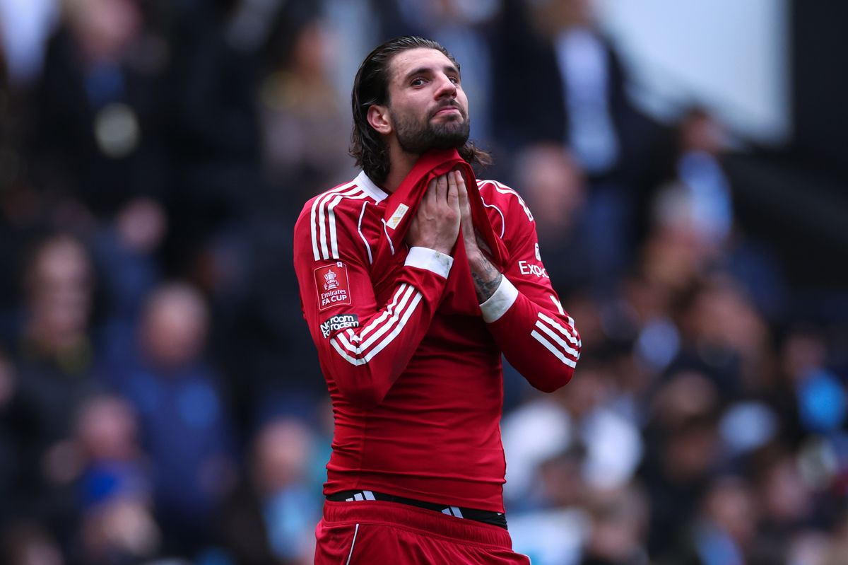 Dominik Szoboszlai looks dejected during Liverpool's FA Cup defeat to Manchester City