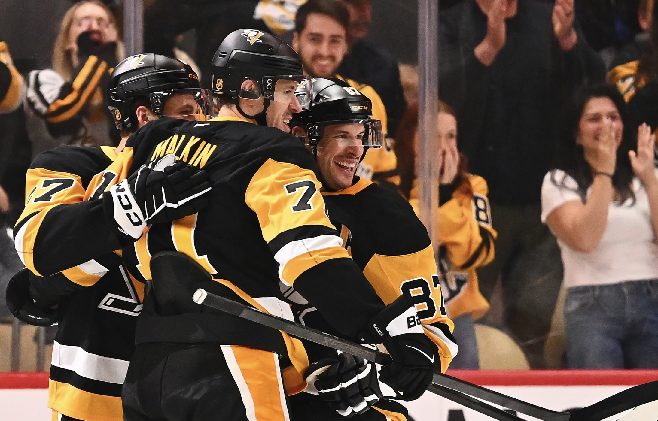 Evgeni Malkin celebrates a goal Saturday night at PPG Paints Arena Evgeni Malkin celebrates a goal Saturday night at PPG Paints Arena