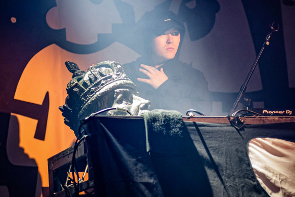 The head stolen from a statue of King George V appeared onstage at a Kneecap gig in Melbourne last March.